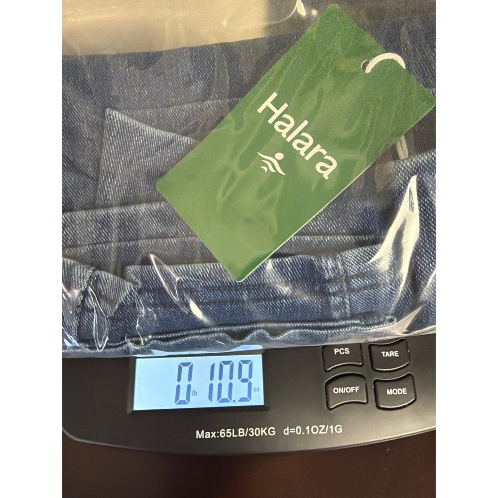 Halara Women L 7/8 Leggings Excellent Crossover Waist Denim Look Pockets New - Picture 9 of 9